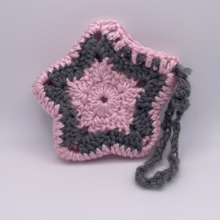 Gray and Pink Drawstring Star Pouch
